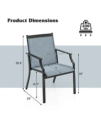 4 Piece Patio Dining Chairs Large Outdoor Chairs with Breathable Seat and Metal Frame