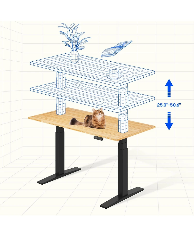 Flexispot E7-commercial W Electric Adjustable Standing Desk, Bamboo Top
