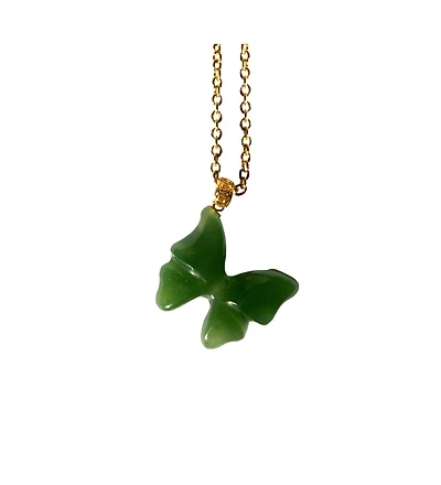 Butterfly Ii — Green jade pendant necklace