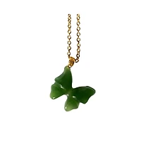 Butterfly Ii — Green jade pendant necklace
