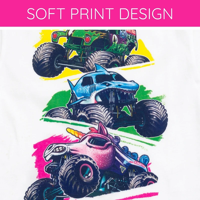 Monster Jam Toddler Girls Drop Shoulder T-Shirt and Bike Shorts Outfit Set