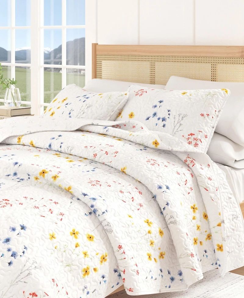 Linery & Co. Colorful Floral Microfiber Quilt Set With Shams