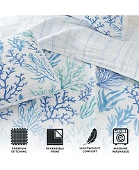 Linery & Co. Blue Coral Microfiber Quilt Set With Shams