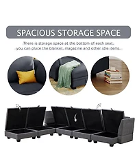 Modern Large U-Shape Modular Sectional Sofa, Convertible Sofa Bed with Reversible Chaise for Living Room, Storage Seat