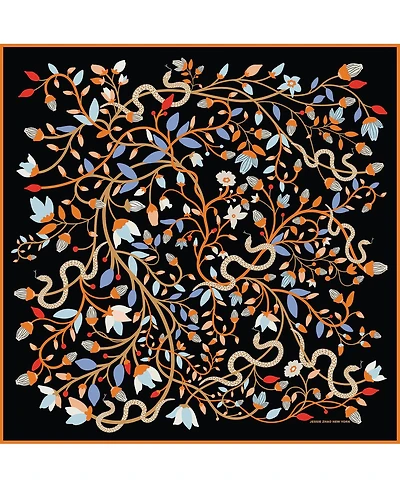 Jessie Zhao New York Double Sided Wool Silk Scarf Of Night's Enchanted Garden