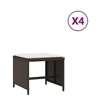 Patio Stools with Cushions 4 pcs Brown 15.7"x15.7"x13.8" Poly Rattan