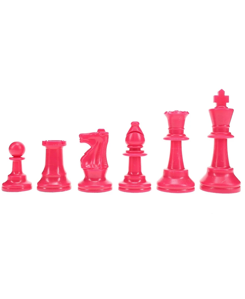 We Games Color Bright Plastic Staunton Tournament Chess Pieces with 3.75 in. King - Half Chess Set of Chess Pieces Only
