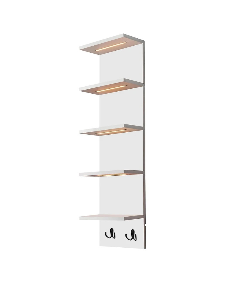 Sorbus 5 Tier Wall Mounted Floating Shelf Unit with Led Lights - Home Decor and Storage Organizer