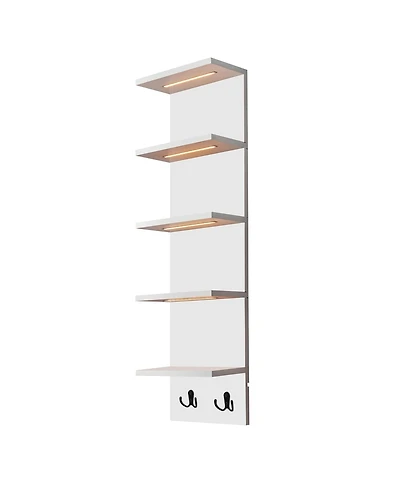 Sorbus 5 Tier Wall Mounted Floating Shelf Unit with Led Lights - Home Decor and Storage Organizer