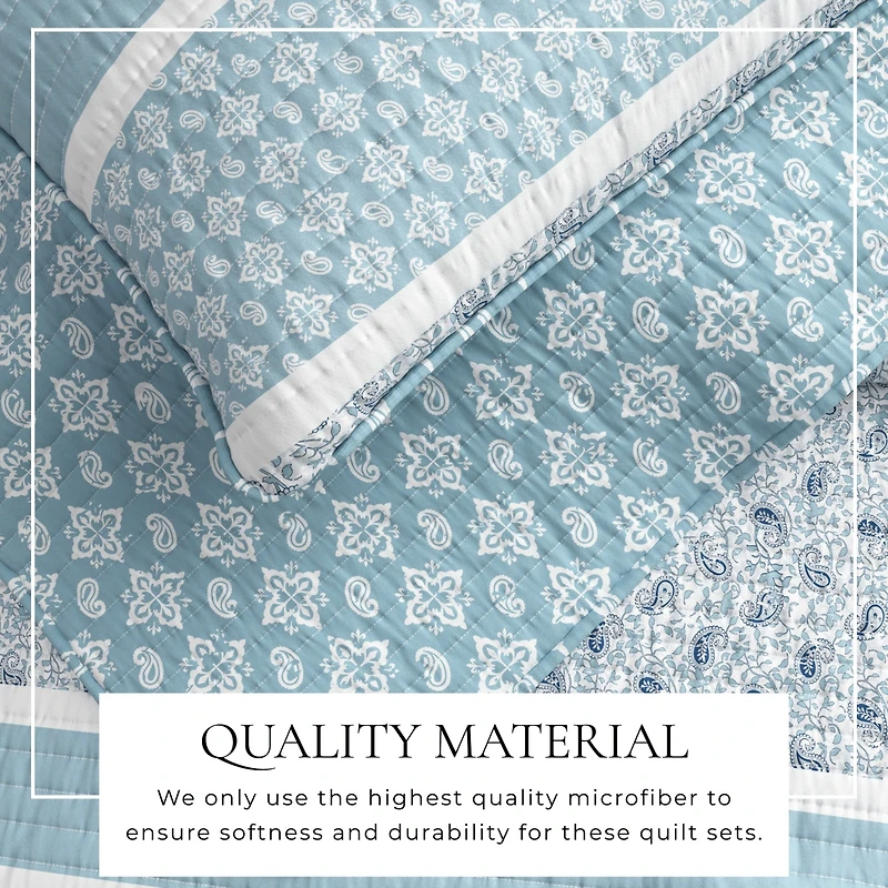 Linery & Co. Stripe & Paisley Microfiber Quilt Set With Shams