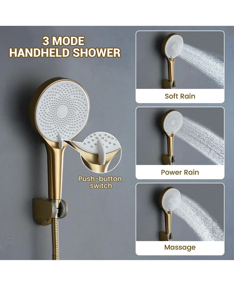 Casainc Ceiling-Mounted Thermostatic Shower System With Body Jets Handheld