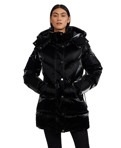 Pajar Women's Estelle Mixed Chevron Quilted Puffer with Detachable Hood