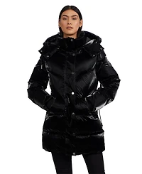 Pajar Women's Estelle Mixed Chevron Quilted Puffer with Detachable Hood