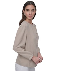 Dkny Jeans Women's Cotton Bracelet-Sleeve Henley Top