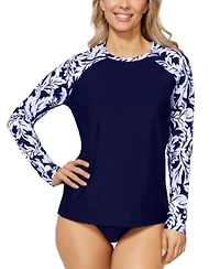 Island Escape Womens Pullover Rashguard Tummy Control Bottoms Exclusively At Macys