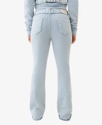 True Religion Women's Washed Raw Edge Big T Track Jeans