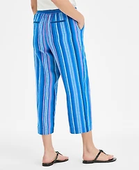 Charter Club Women's Striped 100% Linen Cropped Pants, Exclusively at Macy's