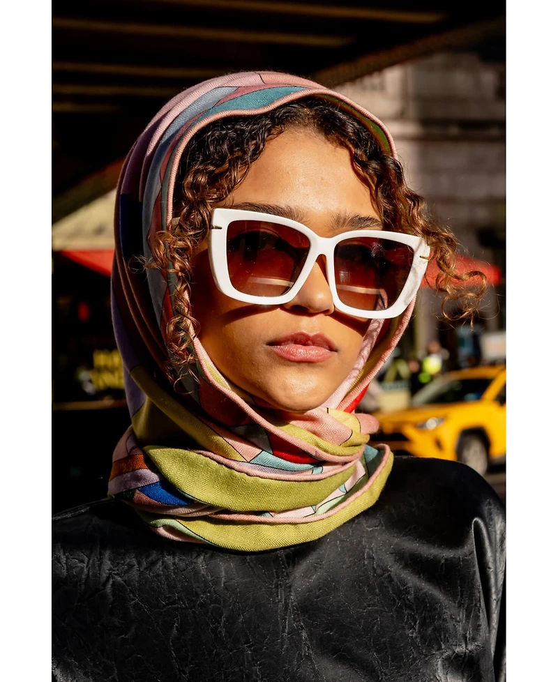Jessie Zhao New York Double Sided Wool Silk Triangle Scarf Of Color Recombination