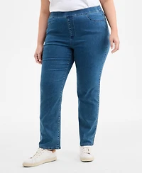 Style & Co Plus Straight-Leg Pull-On Jeans, Exclusively at Macy's