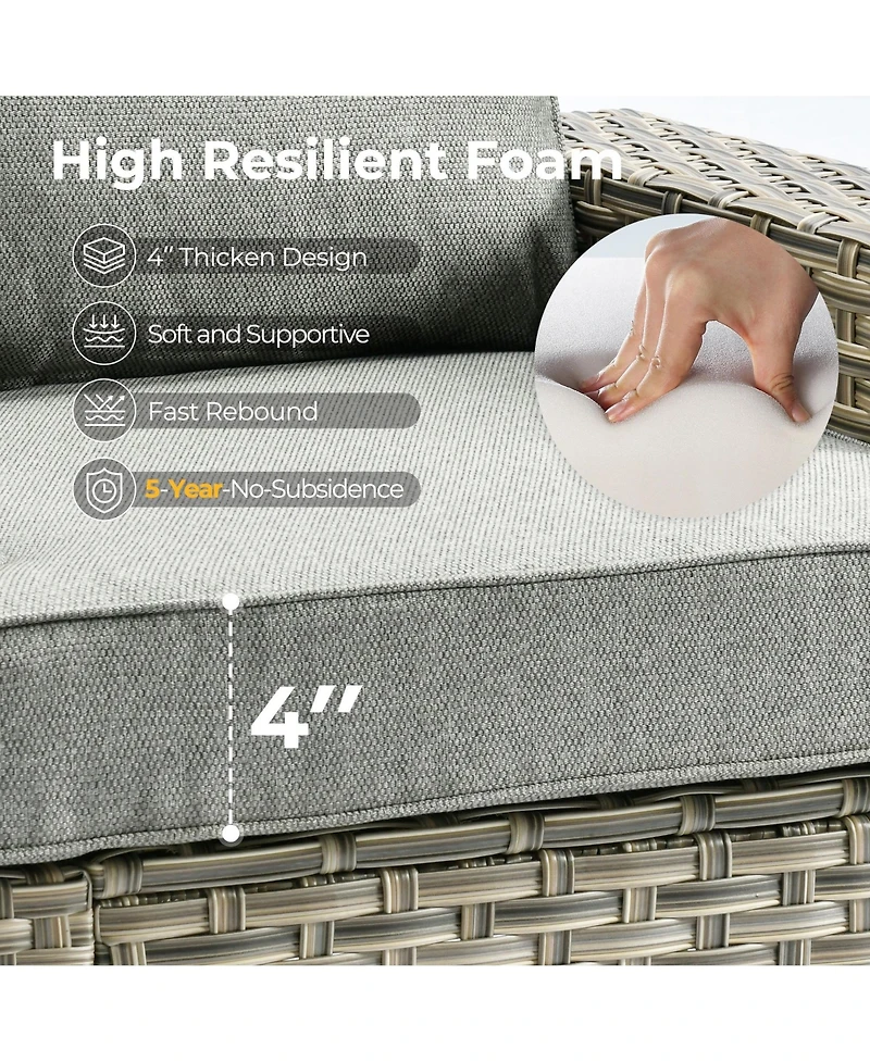 Xizzi Outdoor Patio Furniture Set,6 Pieces Rattan Sectional Set,Outside Coversation Set with Extra Deep Sofa Couch and Solar C