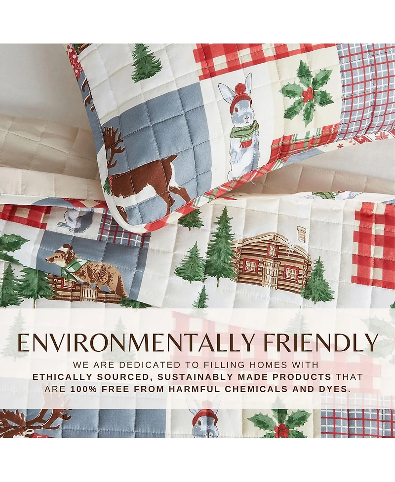 Linery & Co. Festive Holiday Reversible Microfiber Quilt Set with Shams