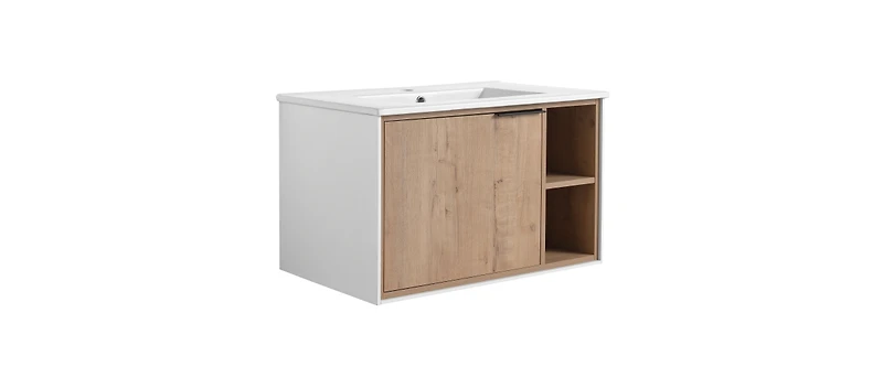 24" Bathroom Vanity with Sink, Bathroom Vanity Cabinet with Two Drawers and Door