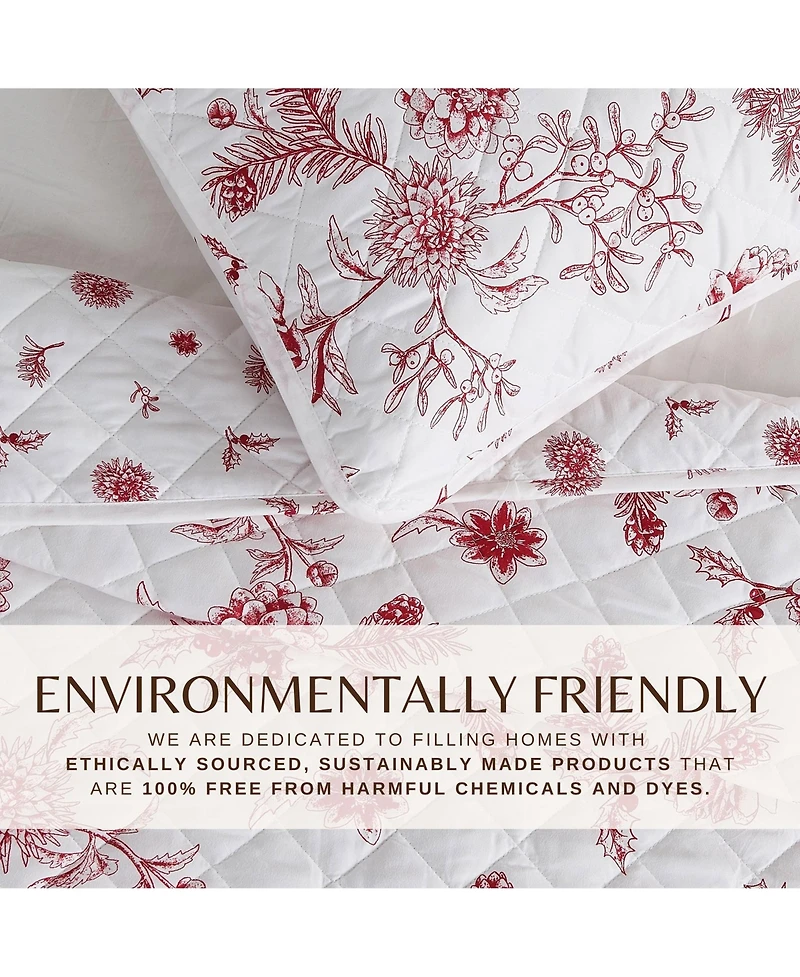 Linery & Co. Festive Holiday Reversible Microfiber Quilt Set with Shams