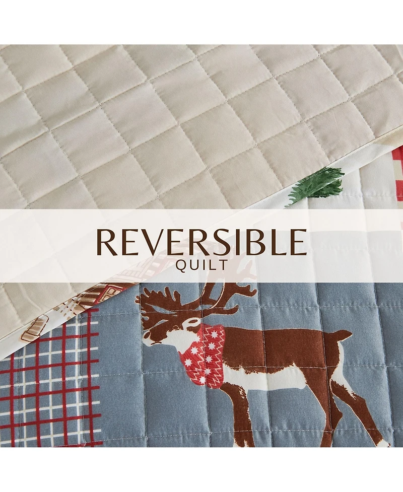 Linery & Co. Festive Holiday Reversible Microfiber Quilt Set with Shams