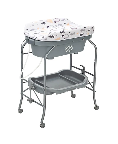 Gouun Portable Baby Changing Table with Storage Basket and Shelves