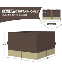 Aoodor 12' x 12' Gazebo Curtain Replacement Universal 4-Panel Sidewalls (Only Curtain)
