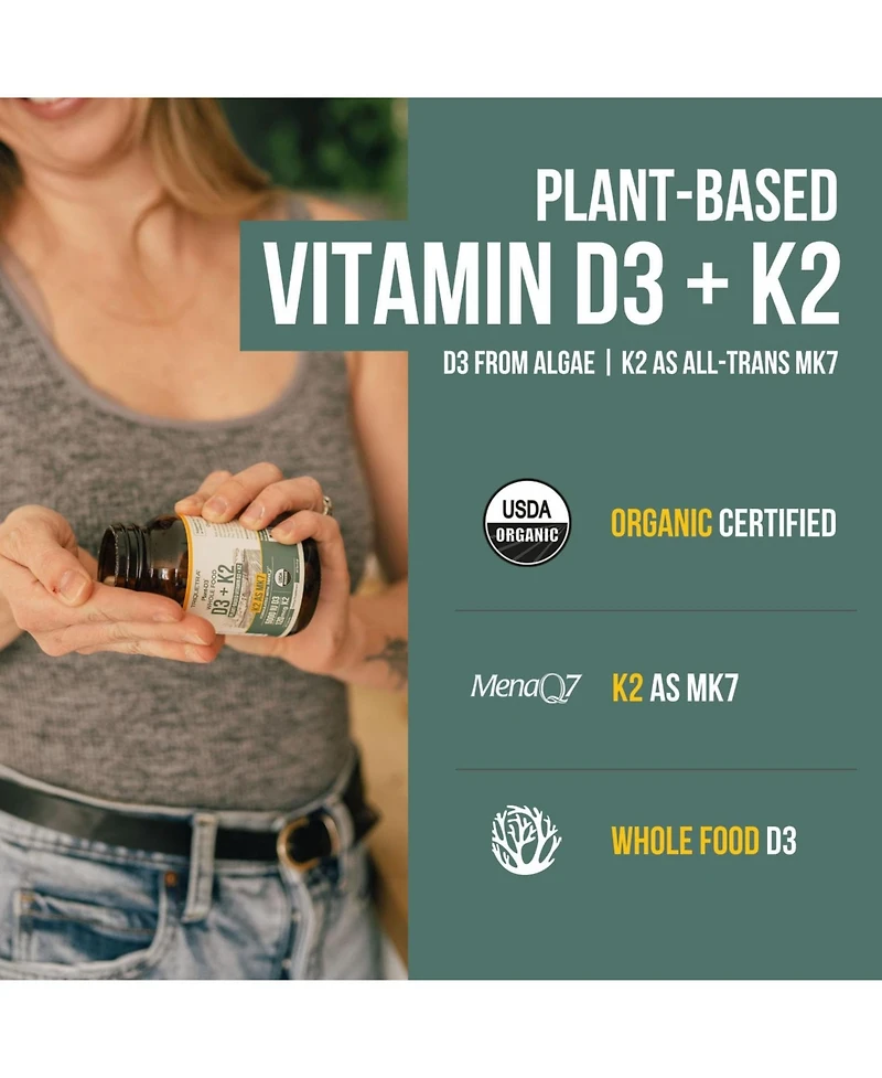 Organic Plant-D3 + K2 5000 Iu Capsules Supplement