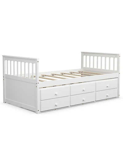 Twin Captain's Bed with Trundle and 3 Storage Drawers