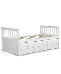 Twin Captain's Bed with Trundle and 3 Storage Drawers