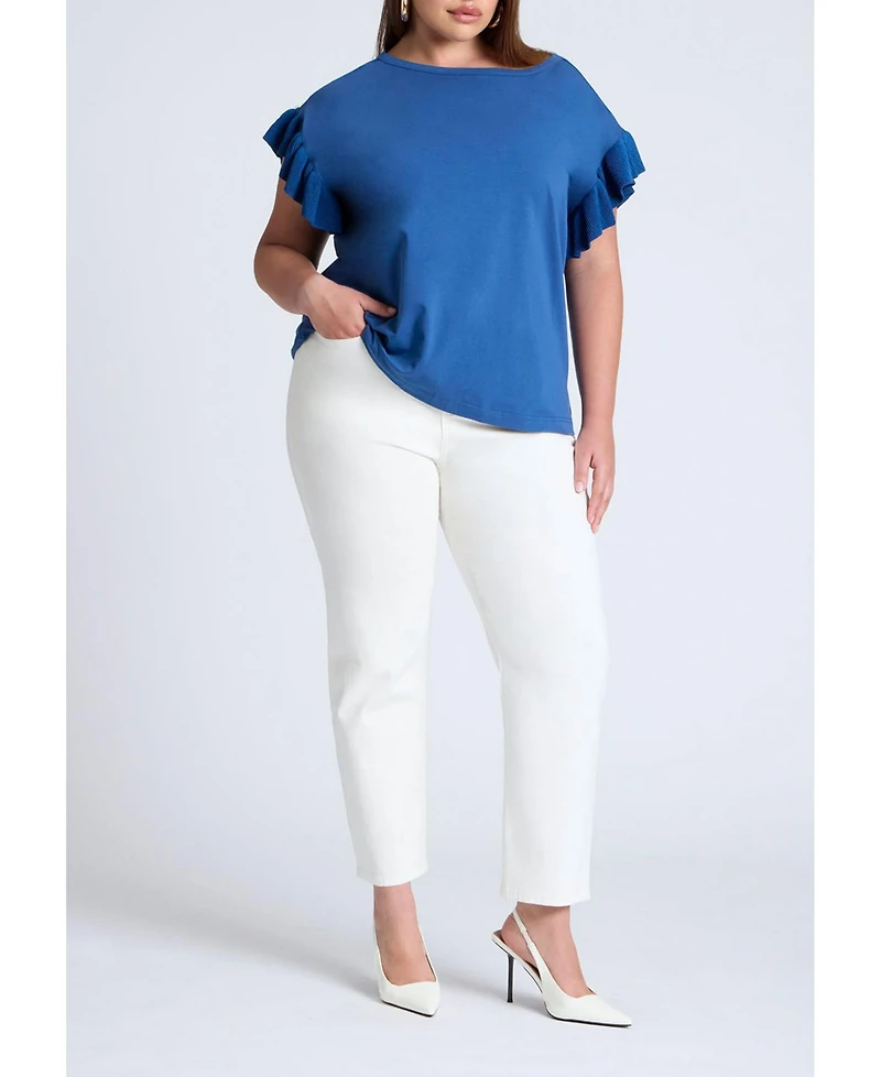 Eloquii Women's Ruffle Sleeve Tee