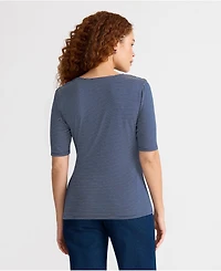 Lands' End Women's Elbow Sleeve Lightweight Jersey Side Tie Blouse