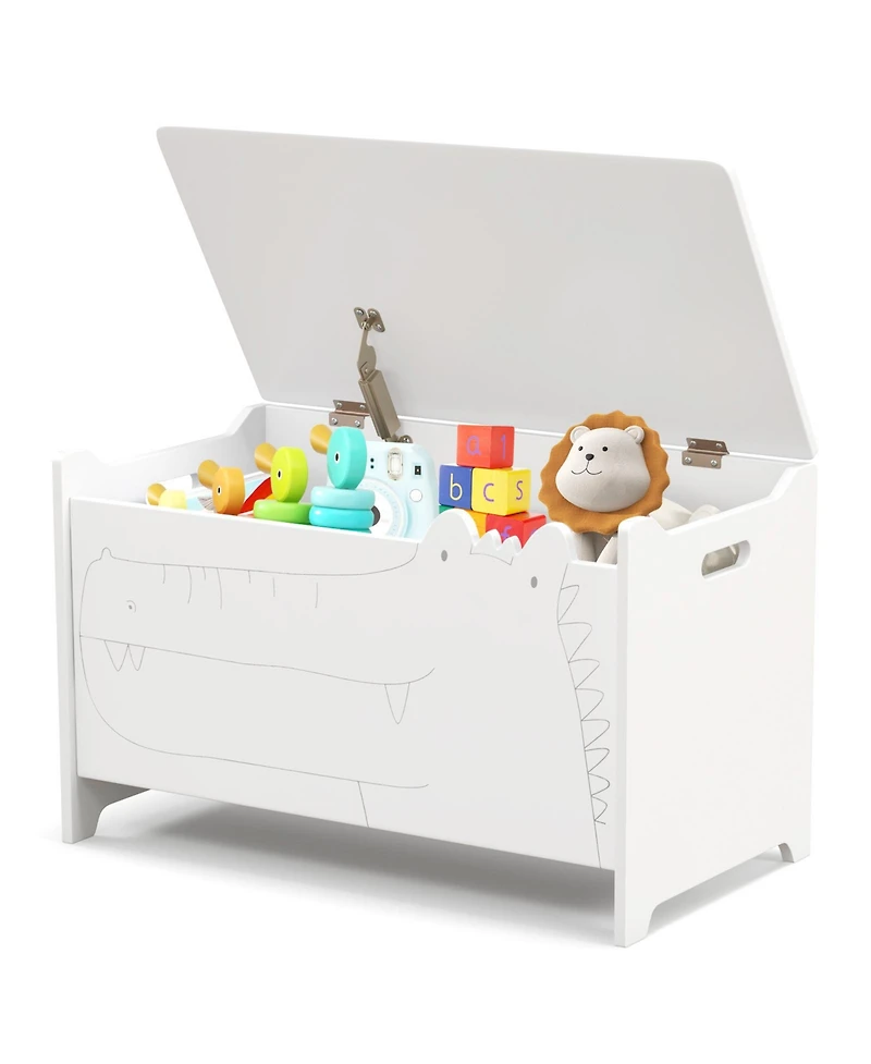 Wooden Kids Toy Box with Safety Hinge
