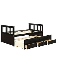 Twin Captain's Bed with Trundle and 3 Storage Drawers