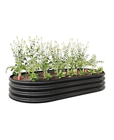 Raised Garden Bed Outdoor, Oval Large Metal Raised Planter Bed for for Plants, Vegetables, and Flowers