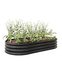 Raised Garden Bed Outdoor, Oval Large Metal Raised Planter Bed for for Plants, Vegetables, and Flowers