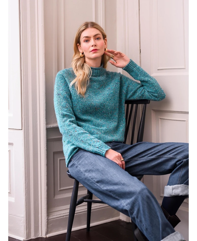 Celtic & Co. Women's Donegal Mock Neck Sweater