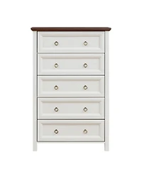 Farmhouse 5 Drawers Dresser Chests for Bedroom, Wood Rustic Tall Chest of Drawers, Dressers Organizer for Bedroom, Living Room, Hallway