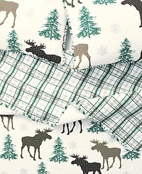 Linery & Co. Moose & Evergreens Microfiber Quilt Set With Shams - Moose