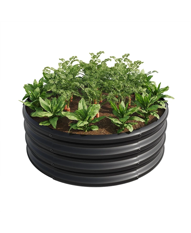 32.08"11.4" Tall Round Raised Garedn Bed,Metal Raised Beds for Vegetables, Outdoor Garden Raised Planter Box, Backyard Patio Planter Raised Beds for F