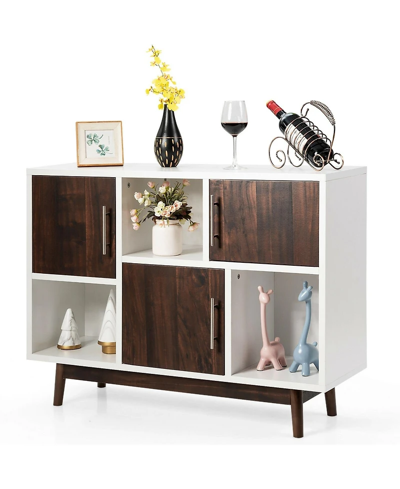 Wood Display Sideboard Storage Cabinet with Storage Compartments