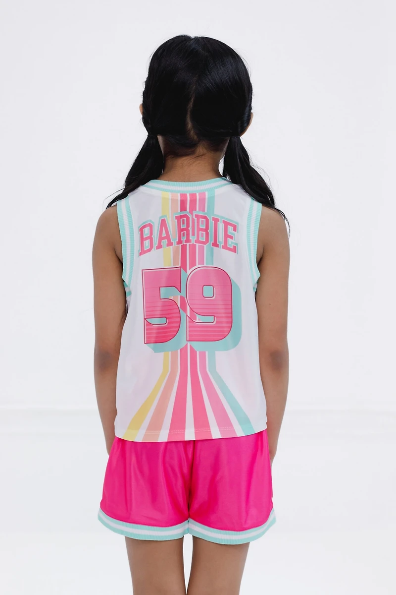 Barbie Girls Jersey Athletic Tank Top and Shorts Outfit Set