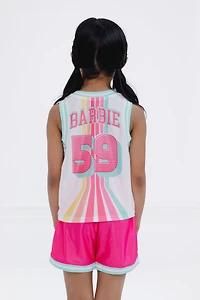Barbie Girls Jersey Athletic Tank Top and Shorts Outfit Set