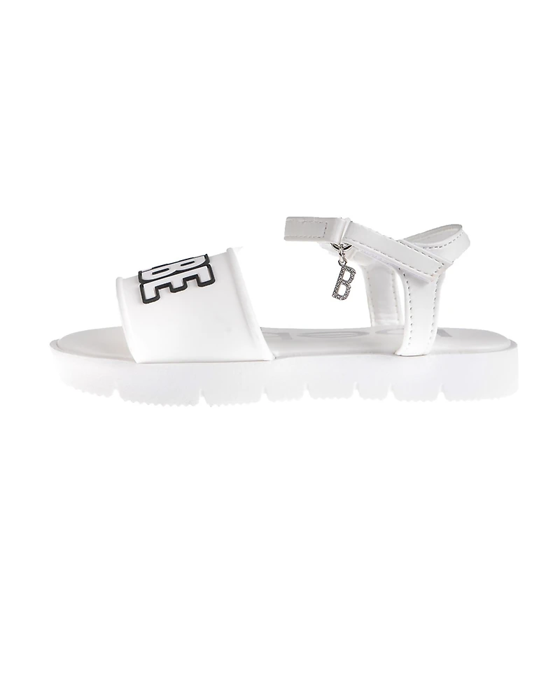 Bebe Little Girls Flat with Rhinestone Dangle Charm Sandals