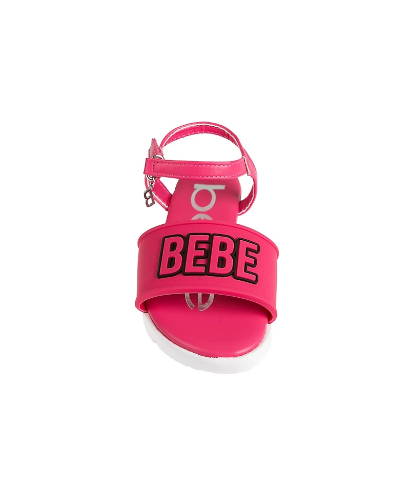 Bebe Little Girls Flat with Rhinestone Dangle Charm Sandals