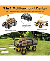 Utility Garden Wagon with 4 Removable Side Panels and 900 Load Capacity
