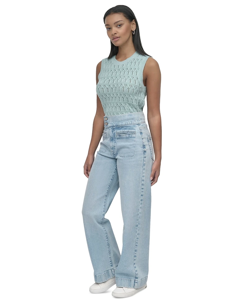Dkny Jeans Women's High-Rise Tab-Waist Wide-Leg - Kx8